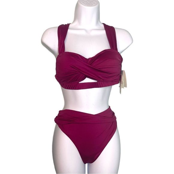 ☀️☀️☀️ Gibson & Latimer Solid Bikini - Wine Color - Picture 2 of 6